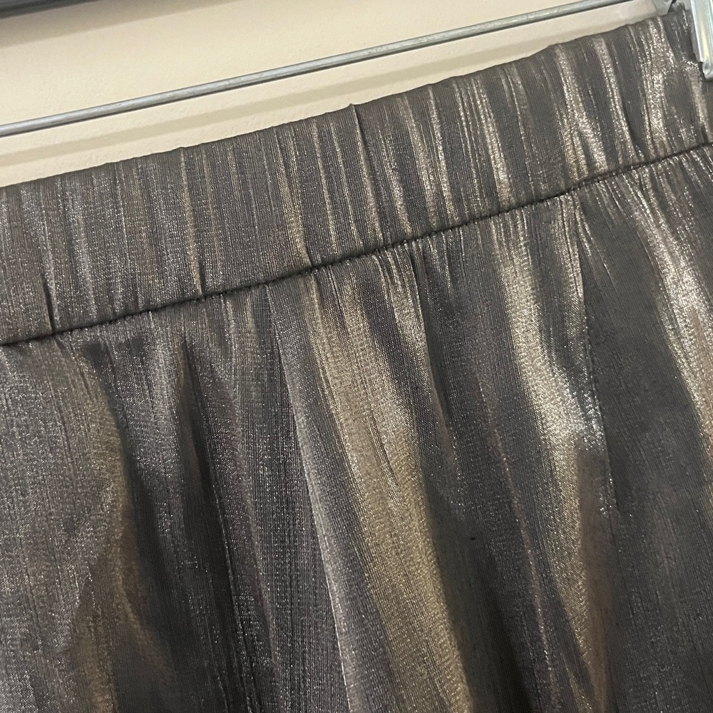 H&M Charcoal Gray Shimmery Metallic Wide-Leg Trousers Size 2 NWOT - Picture 3 of 11